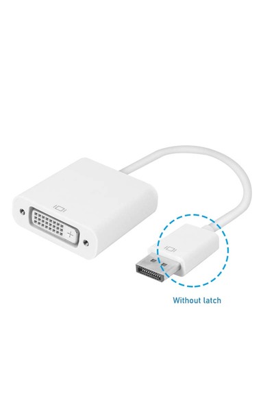 Choice1 محول كابل DisplayPort إلى DVI أبيض اللون بدون مزلاج، محول فيديو Displ...