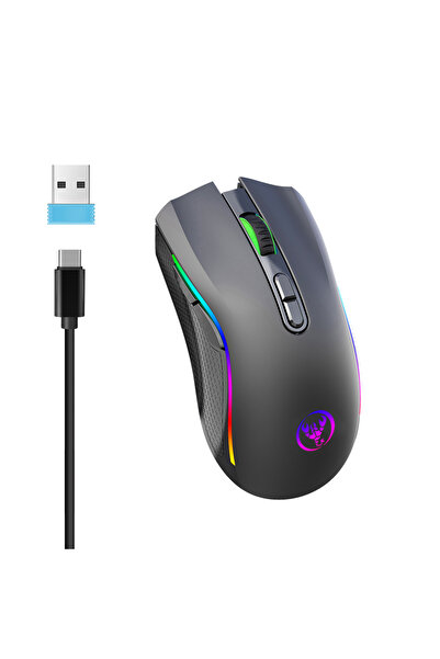 Choice black Rechargeable 2.4G Wireless RGB Gaming Mouse Ergonomic Gaming Bac...
