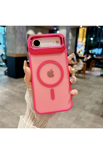 Choice70 iPhone 16e Red Metal Lens Stand Magnetic Phone Case For Magsafe Wire...