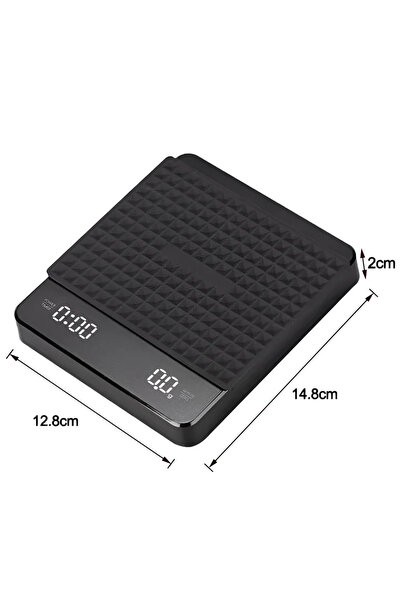 Choice 3Kg 0.1g Black With Pad 1Set Electronic Coffee Scale with Silicone Pad...