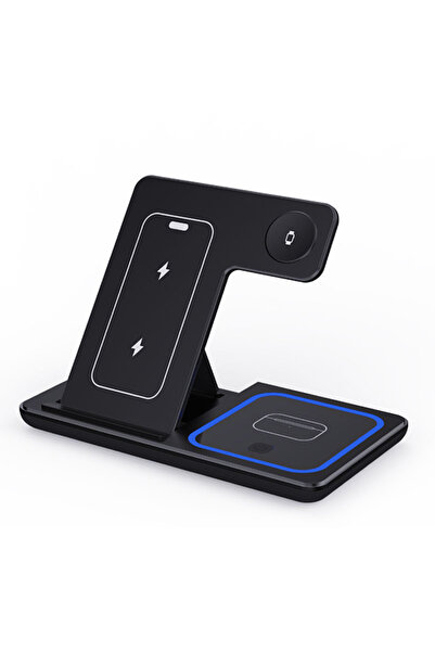 Choice1 حامل شحن لاسلكي قابل للطي من فيكيفون، أسود اللون، 3 في 1، مزود بإضاءة...