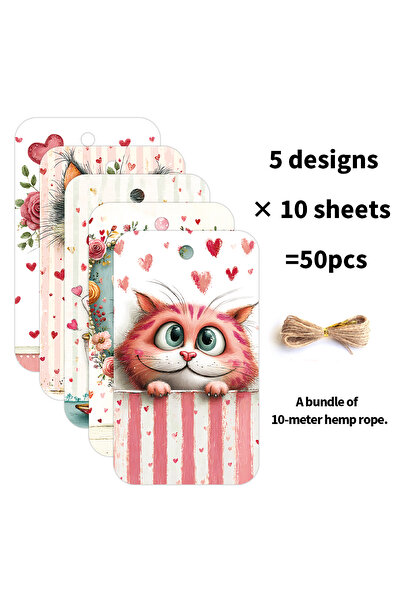Choice 50pcs 50pcs'love Cat'themed Hanging Tags With Hemp Rope For Cat Lovers...
