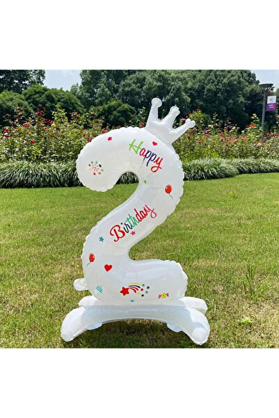 Choice3 32inch number 2 1pc 32 inch White number Standing Aluminum Film Ballo...