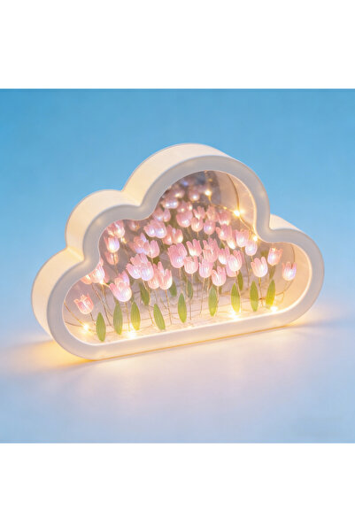 Choice3 Pink DIY Cloud Mirror Tulip Lamp Night Light Girl Bedroom Ornaments P...