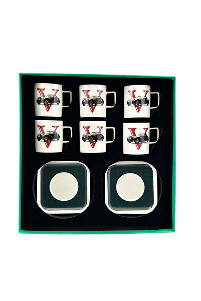 VITELLI DUBAI طقم فناجين قهوة تركية من البورسلين بتصميم سيارات كلاسيكية من ال...