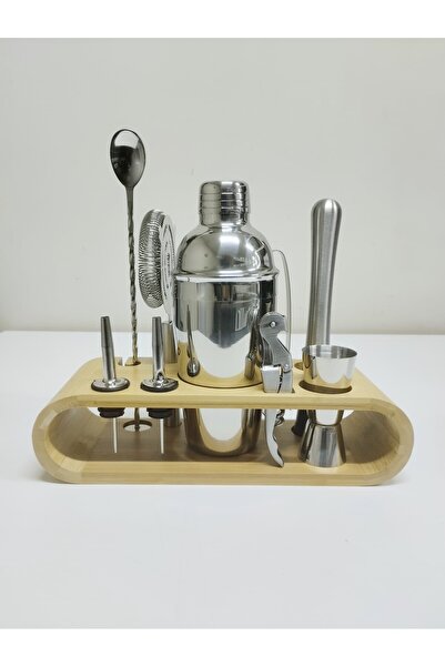 Taşkın KOKTEYL SHEAKER BAR SETİ LÜKS AHŞAP STANDLI YENİ