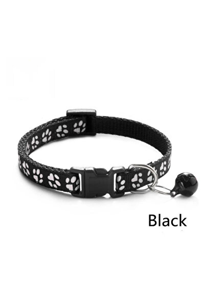 Choice26 طوق أسود للحيوانات الأليفة، 1/6/18 قطعة، مزين بجرس وطبعات أقدام ملون...