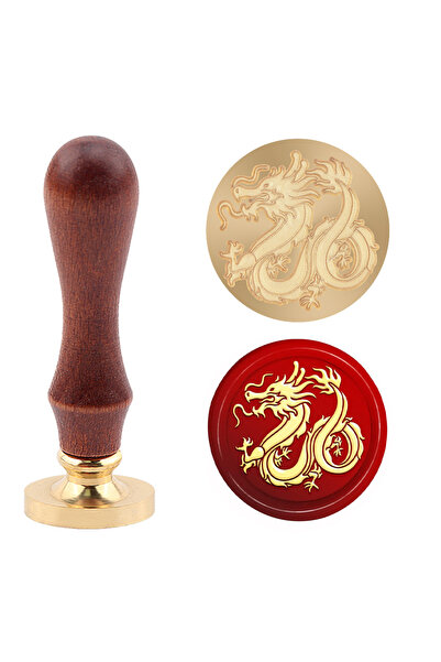 Choice4 ختم شمع التنين HS1054 بمقبض خشبي، رأس نحاسي قابل للإزالة على شكل حمام...