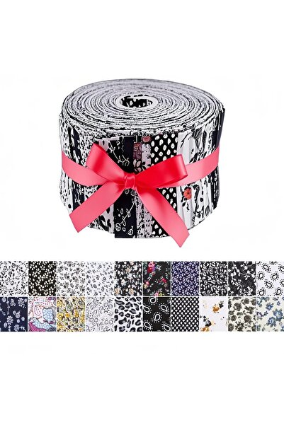 choice2 6.3x25cm black 40pcs Black Quilted Printed Pure Cotton Fabric Roll Se...