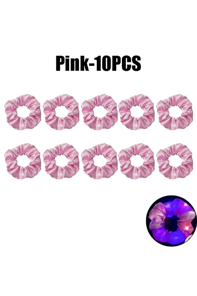 Choice25 Pink-10PCS 1-40Pcs LED Luminous Scrunchies Glowing Hairband Girl Lig...