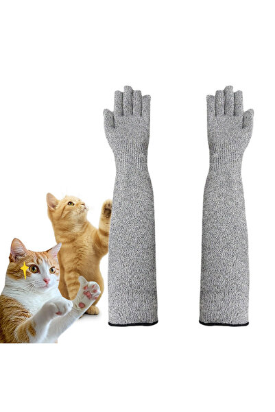 Choice قفازات طويلة رمادية اللون للعناية بالحيوانات الأليفة، بطول 40 سم، وأكم...