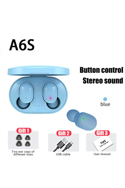 Choice3 سماعات أذن لاسلكية TWS زرقاء، بتقنية بلوتوث 5.0، تعمل باللمس، مزودة ب...