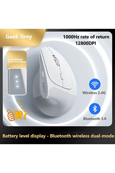 Choice4 إنفيك X9 برو رمادي، ماوس إنفيك X9 عمودي لاسلكي، منفذ USB-C، شحن سريع،...