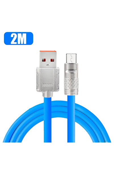 choice2 كابل شحن سريع 120 وات 6 أمبير من النوع C من السيليكون السائل باللون ا...