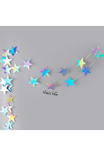 Choice3 زينة معلقة على شكل نجمة فضية ليزرية بطول 4 أمتار، مزينة بدائرة منقطة ...