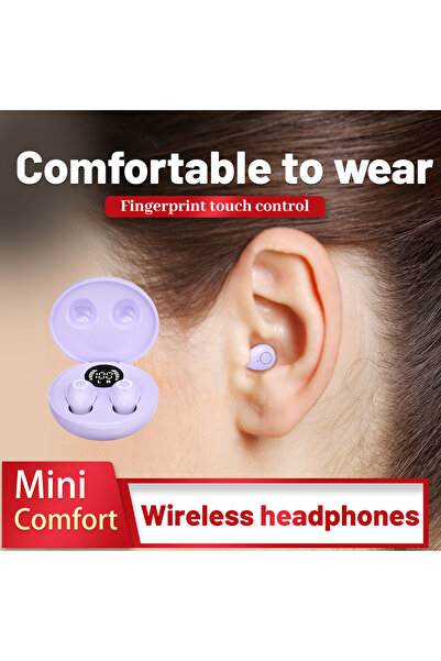 Choice1 سماعات رأس لاسلكية صغيرة غير مرئية SK31 باللون الأرجواني، بتقنية بلوت...