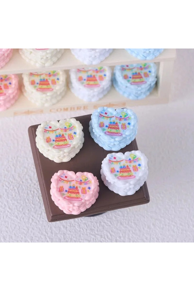 Choice ٤ قطع متنوعة من طعام بيت الدمى المصغر للعب، كعكة حفلة عيد ميلاد ثلاثية...