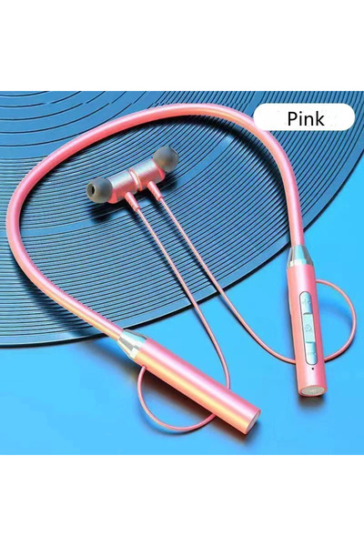 Choice سماعات رأس لاسلكية K58 وردية اللون مزودة بشريط حول الرقبة وسماعات أذن ...