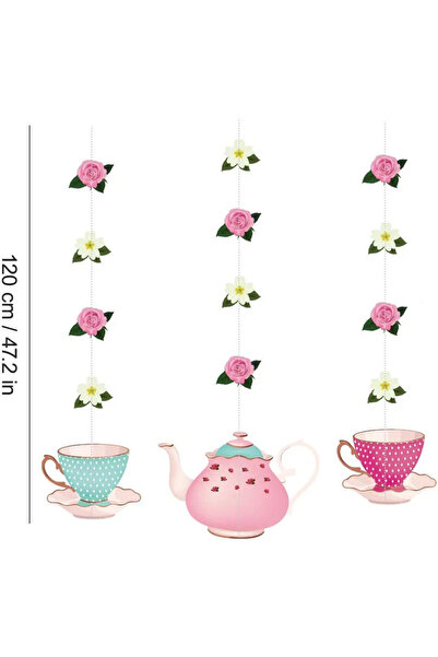 Choice مجموعة زينة حفلات الشاي مكونة من 3 قطع، تتضمن أباريق شاي مزينة بالزهور...