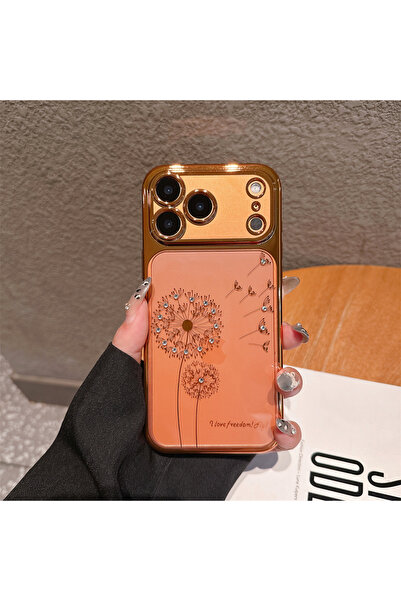 Choice94 جراب لامع متدرج اللون باللون البرتقالي بتصميم زهرة الهندباء لهاتف iP...