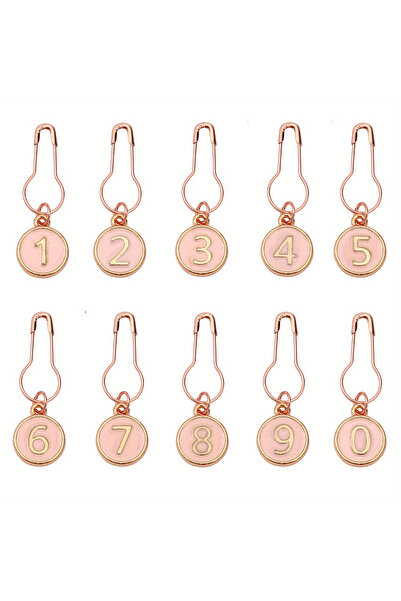 Choice1 10 قطع وردية اللون بدون علبة، 10 قطع من سلاسل عدّاد صفوف الحياكة المط...