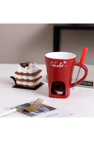 Choice1 كوب سيراميك أحمر بسعة 101-200 مل، يُستخدم لإذابة شمع الجبن والشوكولات...