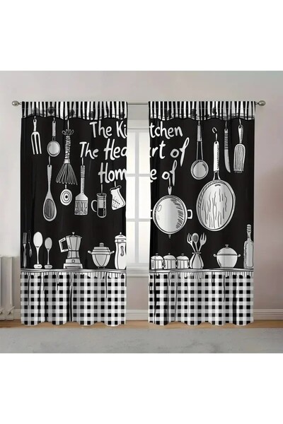 Choice3 ستارة مطبخ مطبوعة برسومات أدوات المطبخ، مقاس 60 × 150 سم (24 × 59 بوص...