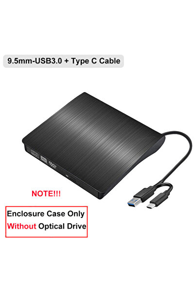 Choice علبة محرك أقراص USB 3.0 من النوع C مقاس 9.5 مم، مشغل أقراص DVD/CD-ROM ...