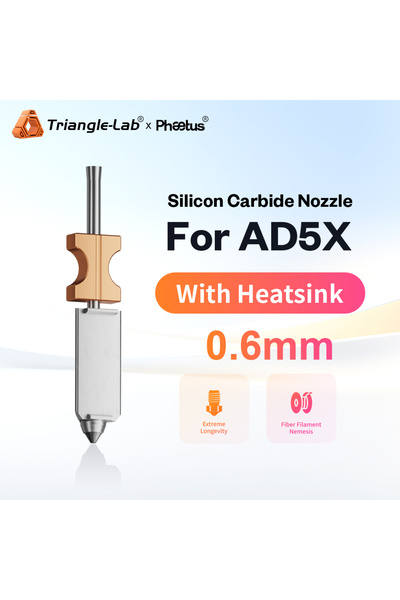 choice2 AD5X Sic Nozzle 0.6mm With Heatsink Trianglelab Phaetus Silicon Carbi...