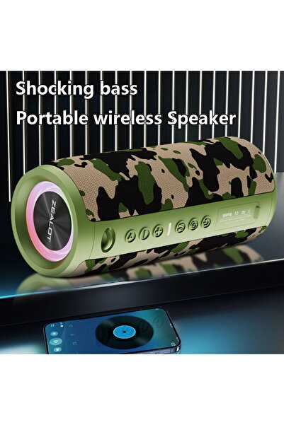 Choice مكبر صوت ZEALOT S51 Pro 40W لاسلكي، لون أخضر عسكري، مكبر صوت خارجي محم...