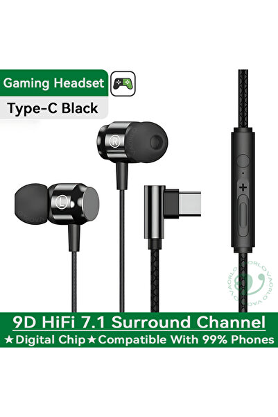 Choice1 Type-C Black Metal Magnetic Gaming Earbuds 90° L Elbow Digital Type-C...