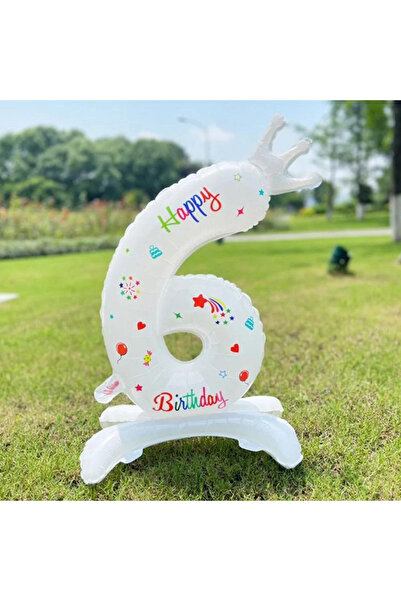 Choice6 32inch number 6 1pc 32 inch White number Standing Aluminum Film Ballo...