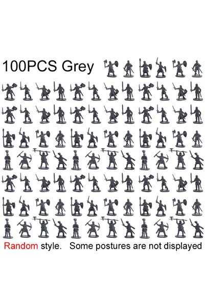 Choice1 100 قطعة رمادية، نموذج جندي فارس من العصور الوسطى، مبارز عتيق، مشهد ح...