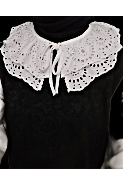 PL White Double-Layered Cotton Scalloped Collar