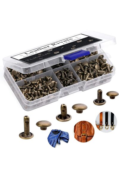 Choice3 Bronze MIUSIE 240 Sets Leather Rivets,3 Sizes Leather Double Cap Rive...