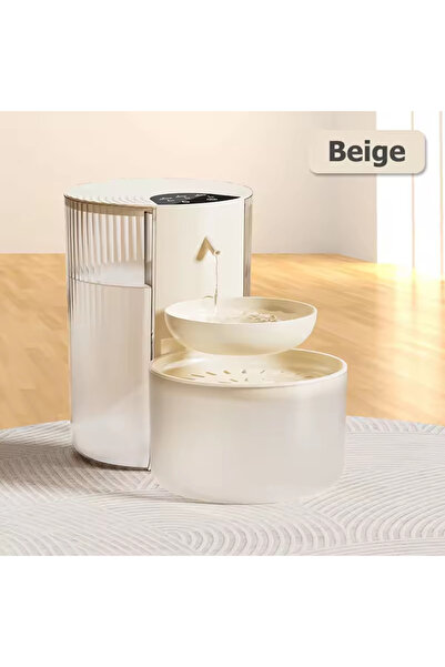 Choice1 موزع مياه ذكي للحيوانات الأليفة سعة 3 لترات، بيج، يفصل بين المياه الن...