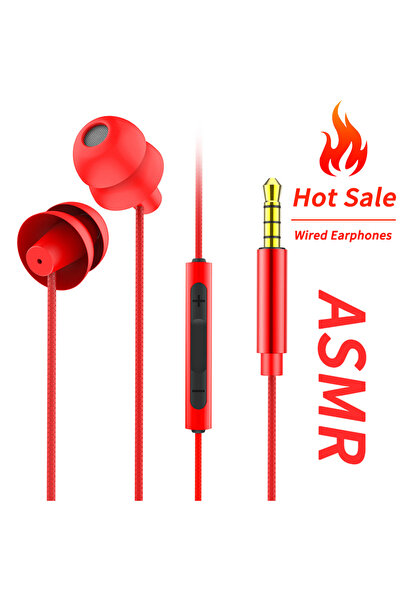 choice2 سماعات أذن عالية الجودة للنوم بتقنية ASMR، لون أحمر، مقاس 3.5 ملم، ست...