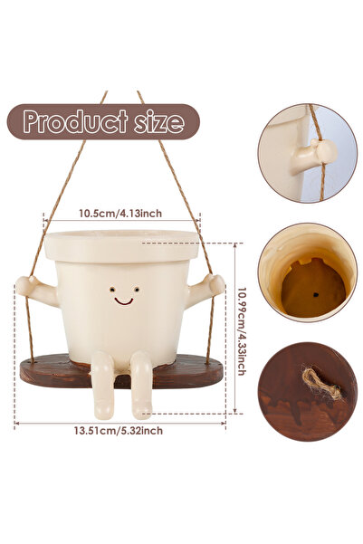 Choice3 Style 1 Smile Face Planter Resin Flower Pot Planter with Drainage Hol...