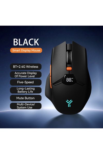 Choice1 Black Wireless Bluetooth Mouse with Digital Battery Display, Silent E...