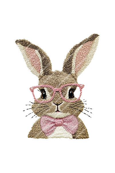 Choice MULTI Faux Embroidery Retro Easter Bunny DIY Iron-On Heat Transfer Sti...