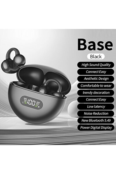 choice2 سماعة أذن رياضية لاسلكية جديدة بمشبك أذن، لون أسود أساسي، مزودة بتقني...