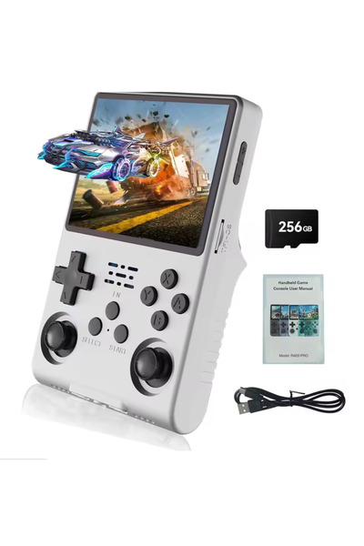 Choice جهاز ألعاب ريترو R40s pro أبيض اللون، شاشة IPS مقاس 3.5 بوصة، نظام Ark...