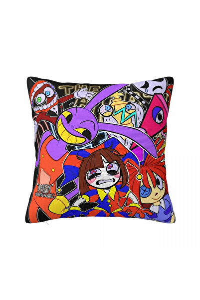 Choice4 غطاء وسادة مربعة من مجموعة السيرك الرقمي المذهل، مقاس 30×30 سم كما هو...