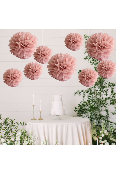 Choice 9 قطع من كرات الزهور الورقية الوردية، زينة خلفية لحفلات الزفاف، هدايا ...
