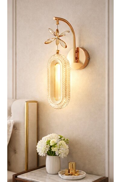 Buiva Luxury Aplik Duvar Pilli Aplik Kelebek Detaylı Gold Sarı