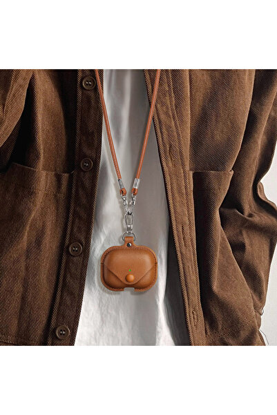 Choice9 جراب جلدي أنيق لسماعات AirPods Pro2 بني 1126 C، جراب جلدي جلد لسماعات...