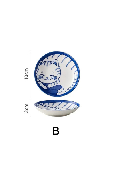 choice2 1pcs B Creative Cartoon Lucky Cat Ceramic Dessert Sauce Dish Fruit Su...