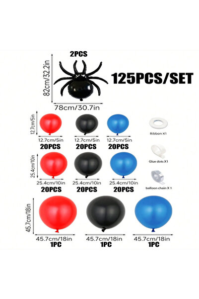 Choice أخرى كما هو موضح، سلسلة بالونات عنكبوتية سوداء وحمراء وزرقاء من اللاتك...