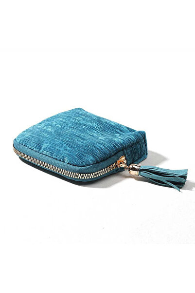 Choice1 حقيبة تخزين مجوهرات زرقاء قطعة واحدة، حقيبة مجوهرات فاخرة مزينة بشراب...