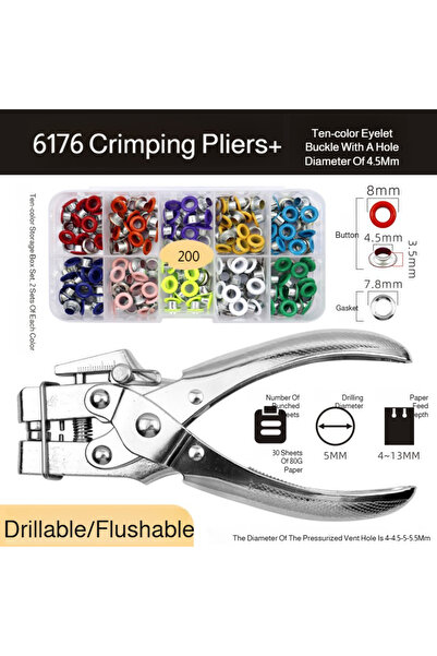 Choice5 colorful 200pcs Professional Eyelet Hole Punch Pliers Kit 100 Eyelets...